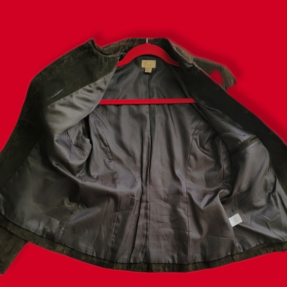 Women’s vintage suede leather Jacket Caslon size Petite Small Dark Brown - Picture 6 of 12